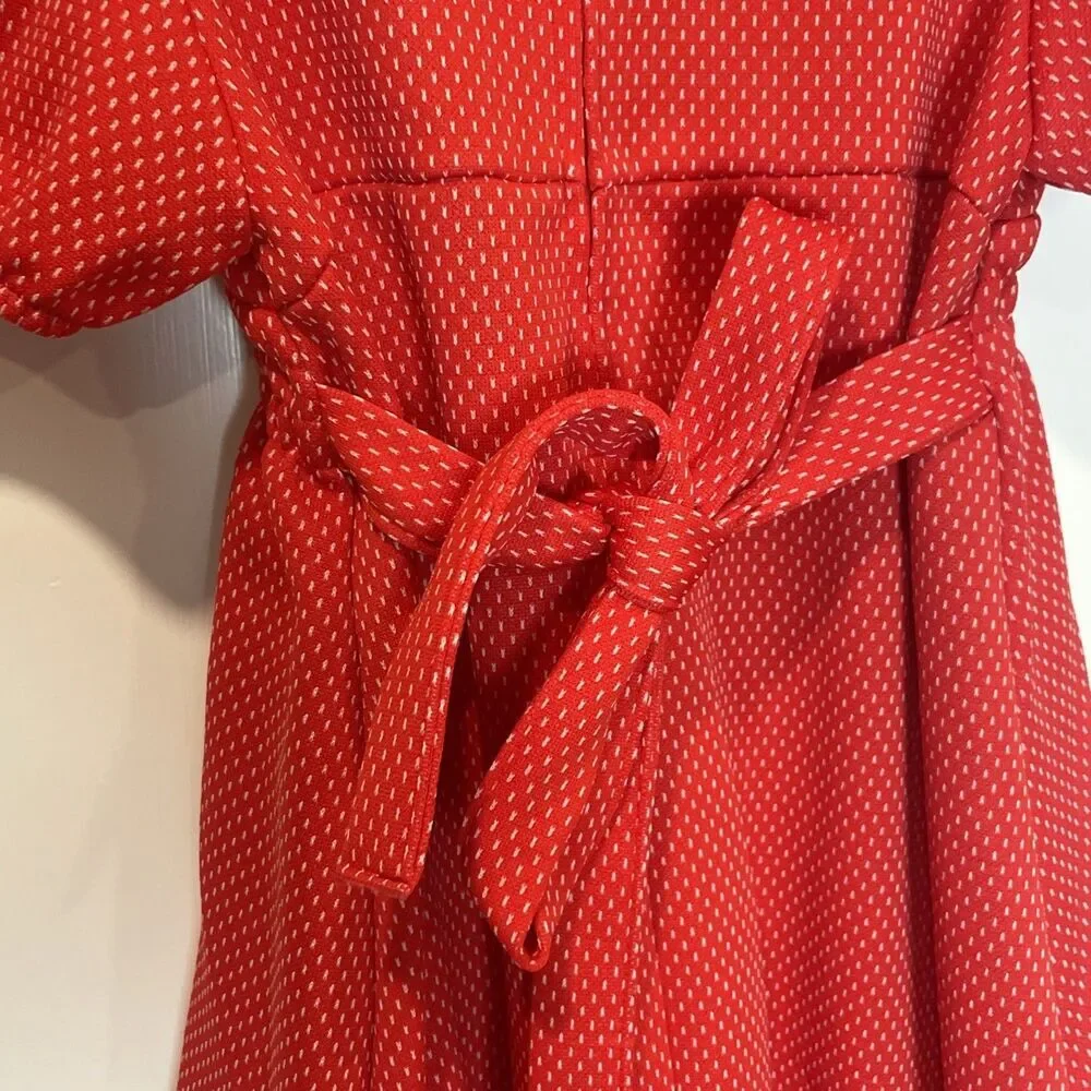 Vintage Sears And Roebuck Red Dress size 6  Size 10 Old School White Polk A Dot